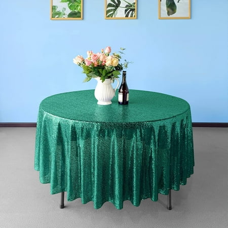 

Trimming Shop 50 Round Sequin Tablecloth Glitter Sparkly Party Supply Table Cover Emerald Green 5pcs