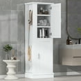 thumbnail image 4 of Harper & Bright Designs Tall Bathroom Storage Cabinet Doors and Hook, Modern Freestanding Cabinet with Adjustable Shelves for Bathroom, White, 4 of 16