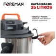 thumbnail image 3 of Aspiradora De Mano Foreman Industrial Acero Inoxidable Capacidad 35L Sólidos y Líquidos 2200W, 3 of 6
