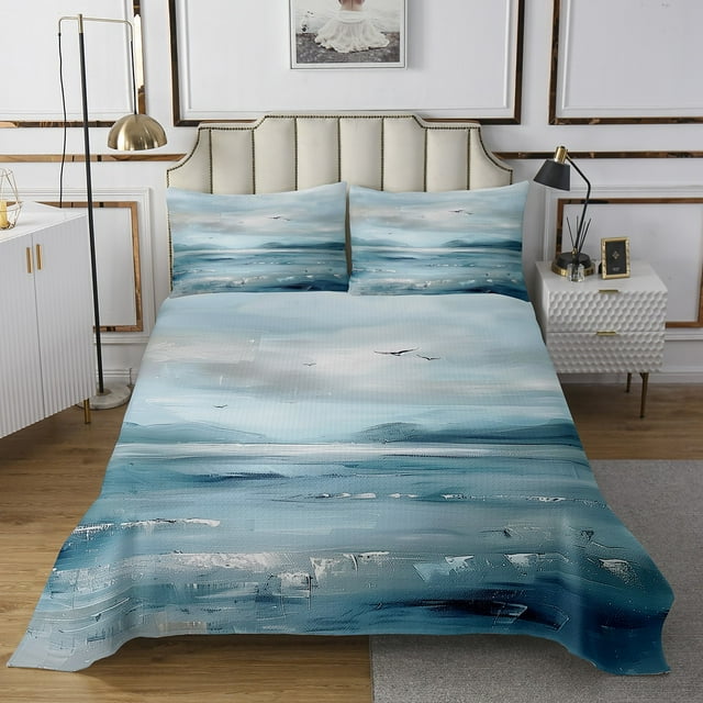 Erosebridal Abstract Ombre Coverlet Set King, Oil Printing Bedding Set, Chic Abstract Bedspread Sets King Size, Microfiber Bedroom Decorative, 3pcs