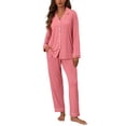 thumbnail image 1 of Conjunto de pijama ZMJ Pink para mujer, camisa de manga larga y pantalones XL, 1 of 9