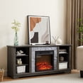 thumbnail image 5 of Resenkos Entertainment TV Stand,Entertainment CenterMantel Electric Fireplace Stone TV Media Stand, Modern Entertainment Console with 18" Fireplace Insert,Grey, 5 of 14