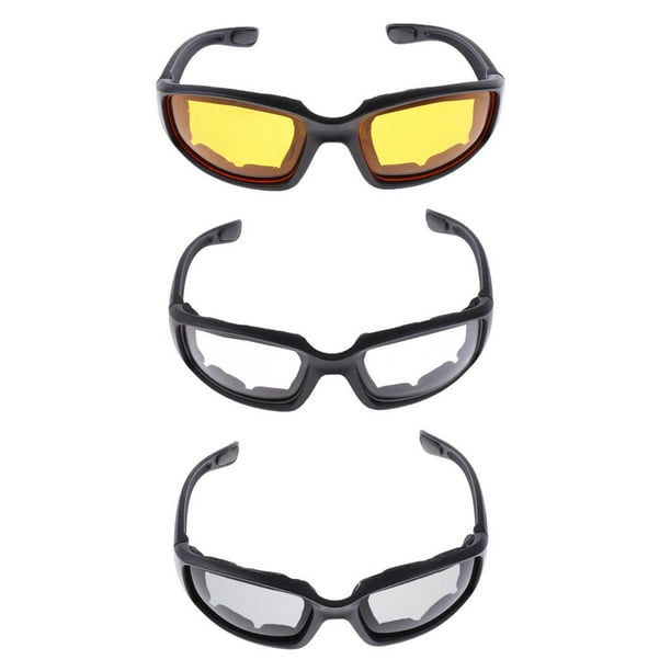 Gafas de motocicleta Yotijar 3 Piezas con Almohadillas de Espuma Ventilada antiniebla a prueba de viento