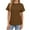 Coffee, variant on pstuiky Short Sleeve Tops for Women Fashion Crew Neck Solid Color Women'S Clothing Breathable Loose Fit Comfortable Clothes Outfits Work Blouses for Women