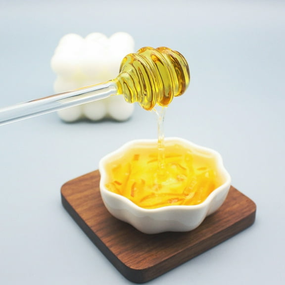 Hemoton 2pcs Glass Honeycomb Stick Reusable Crystal Juices Jam Stirrer Honey Spoon Dipper Syrup Mixing Stir Sticks Stirring Rods for Honey Pot Jar