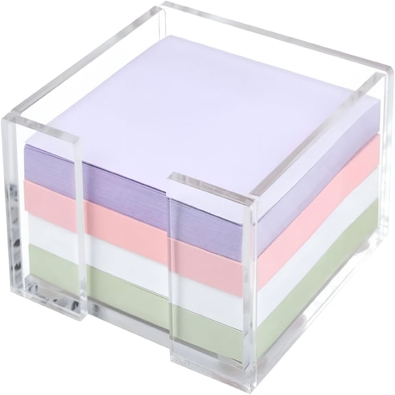 ACDANC Acrylic Sticky Note Holder for Desk - Clear Aesthetic Office Accessories,Sticky Note Organizer for Women,Teachers,Dorm - 3x3 Crystal Self Stick Pad Holders,Cute Supplies Must Haves