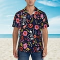 thumbnail image 2 of Fuzoiu Dancing Skeletons Floral Garden Print Hawaiian Shirt for Men, Summer Beach Casual Short Sleeve Button Down Shirts, Men’s Beach Summer Shirts with Pocket,X-Large, 2 of 7
