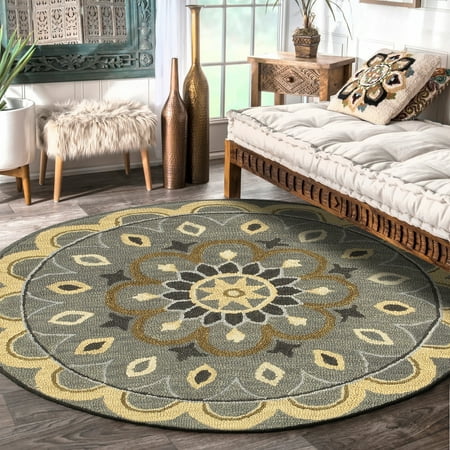 Dazzle Fleur Medallion Indoor Round Rug 4 Ft X