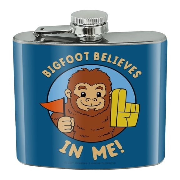 Bigfoot Believes in Me Funny Humor Stainless Steel 5oz Hip Drink Kidney Flask