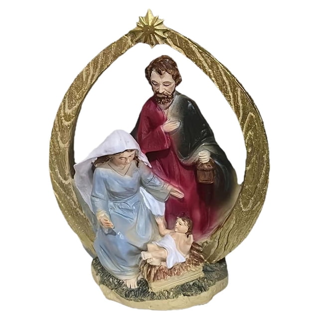 Figura de Natividad del Pesebre de de 6,1 x 7,5 pulgadas para decoración de repisa navideña, decoración de mesa central