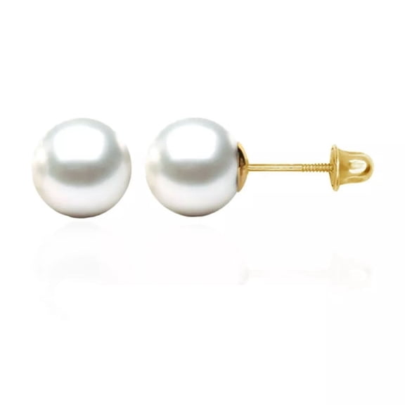 3mm - 8mm Geniue Round White Pearl Ball Stud Screw Back Earrings Women Jewelry