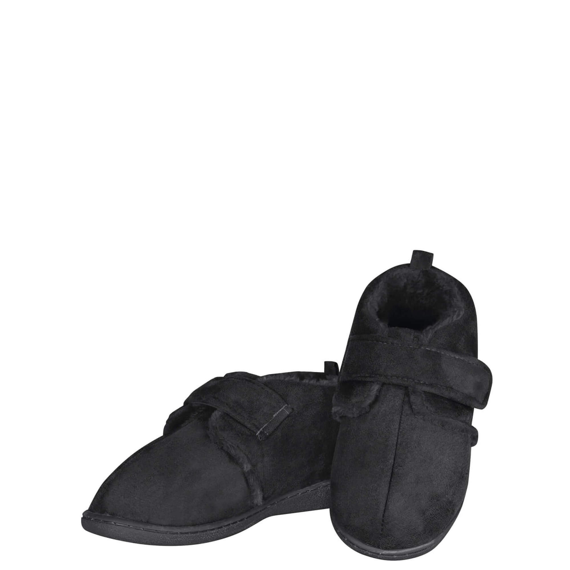 Diabetic Comfort Slippers, Adjustable House Shoes, Black, Ladies Small