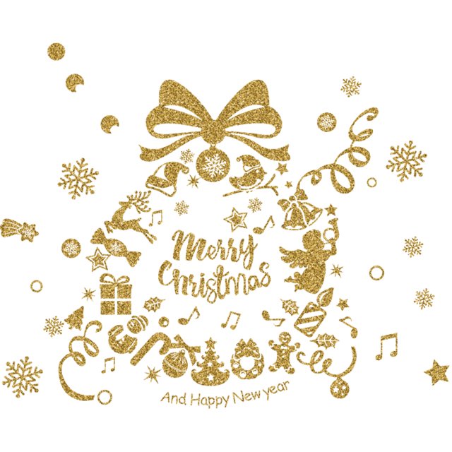 Winter Christmas Day Gold Glittering Wall Sticker Window Glass Door Removable Sticker Home DIY Decoration