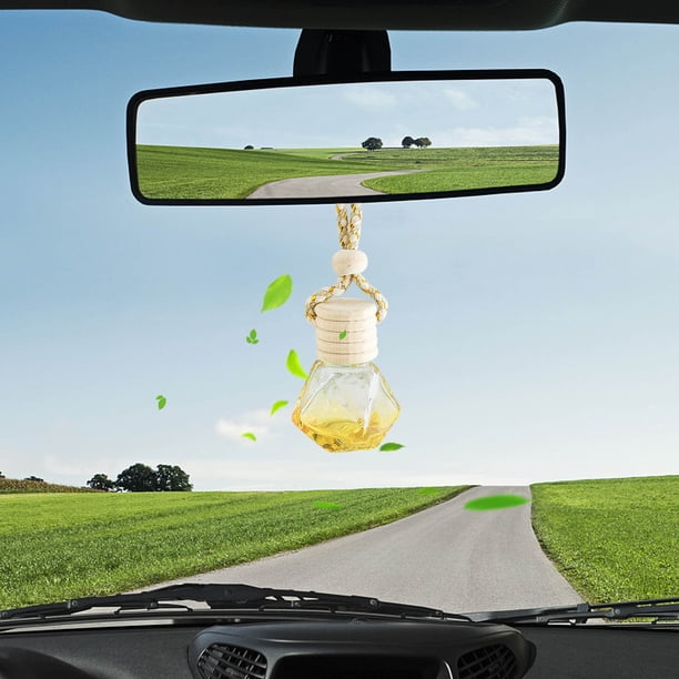 Difusor de perfume colgante para coche, frasco de vidrio colorido, vacío, recargable, con aceite de aromaterapia y fragancias.