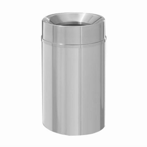 Sturdy Essentials 33 Gallon Satin Aluminum Waste Receptacle | Heavy-Duty Commercial Trash Bin | Rust & Tarnish Resistant | Durable Indoor Waste Container | (Funnel Top)