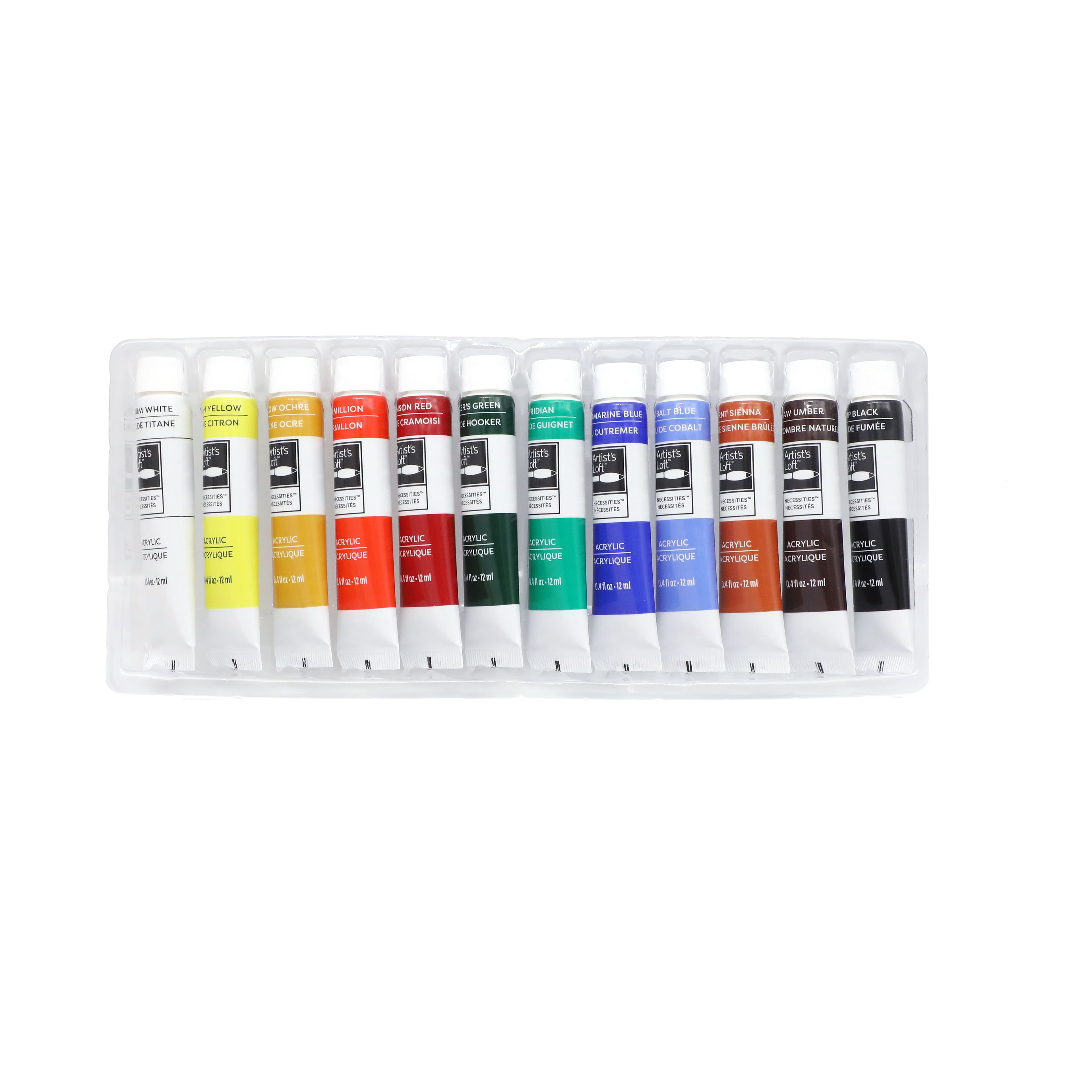 12 Assorted Acrylic Paint Tube Set by Artist's Loft - Non-Toxic Paint for Drawing - Painting - Art & Crafts Supplies - Bulk 12 Pack