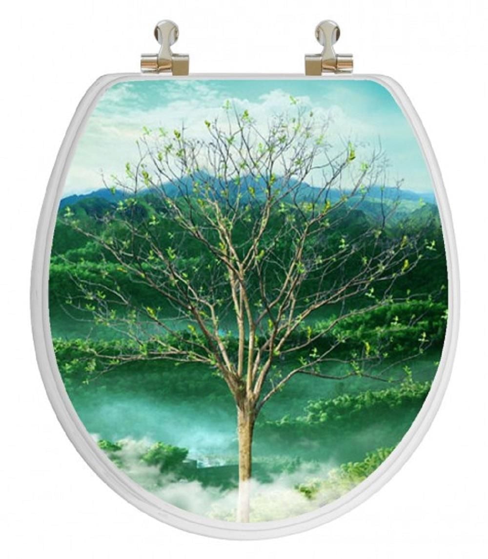 TopSeat Vario Scenario 3D Hologram 4 Images in 1 Round Season Trees Regular Lid Closure Chrome Hinge Toilet Seat