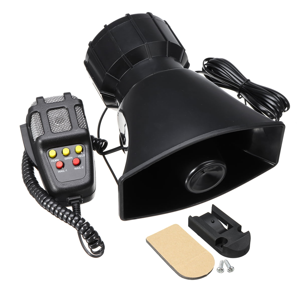 12V 60W Car Siren Horn Mic Speaker Emergency Sound Amplifier5 Tones