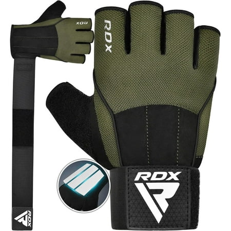 RDX Workout Gloves with, 15-Inch Long Support Strap Anti Slip Palm Protection, Weight Lifting, Powerlifting Deadlifting Bodybuilding Gym Fitness Exercise Training, Men Women