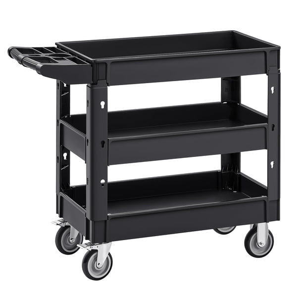 Carrito utilitario VEVOR de plástico de 3 niveles con capacidad de 250 kg con ruedas giratorias