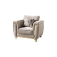 thumbnail image 3 of Leena Contemporary Style Upholstery Chair Made with Wood in Gold accent & Beige, 3 of 7