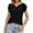 V - Black, variant on Womens Summer Tops Ruffle Short Sleeve Tunic V Neck T-Shirts Casual Tee Shirts Loose Fit (Gray, M)