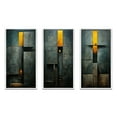 thumbnail image 2 of Designart "Indigo Stairway Minimal Grace IV" Modern Geometric Framed Wall Art Set Of 3 - Gold Abstract Geometric Frame Gallery Wall Set For Home Decor, 2 of 6