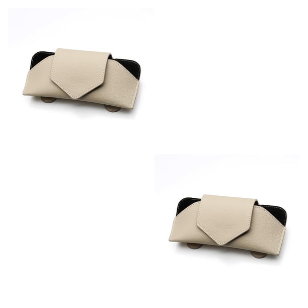 Kenally Coche Sun Shadow Gafas Clip Cuero Auto Anteojos Estuche Vehículo Interior Llave Gafas Titular Organizador Beige Beige 2piezas Kenally CBP294826