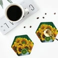 thumbnail image 5 of Kll Hexagon Drink Coasters Set Of 4,Pu Leather Absorbent Coasters Set Decorative Coffee Cup Coasters Housewarming Gift For Home Decor-Sunflowers In Bucket, 5 of 9