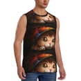 thumbnail image 2 of Bixox Men's Animal Cat Printed Shirt Sleeveless Fitness Tank Top-Large, 2 of 7