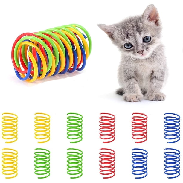 40 juguetes de resorte para gatos, resortes de plástico, regalo novedoso para mascotas, para morder, perseguir y jugar.
