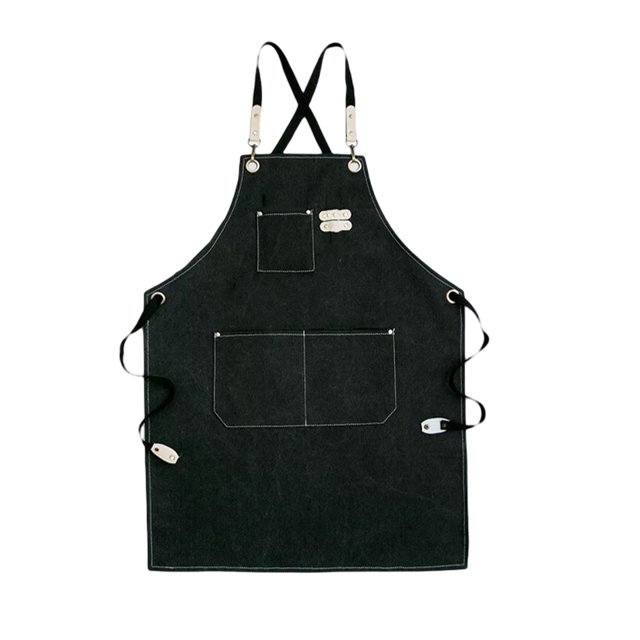 Guardurnaity Delantal de trabajo Cafeshop Traje Algodón Mano de obra Hogar Restaurante Servicio ajustable Traje Ropa de jardinero Cuerpo del baño Negro Guardurnaity CE015882-02