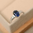 thumbnail image 2 of Lab sapphire ring, September birthstone, white gold engagement ring, oval cut blue stone ring, 2 of 4