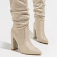 thumbnail image 6 of Juosiy Boots for Women Fashion Slouchy Wide Calf Chunky Heels Side Zipper Short Work Boots, 6 of 8