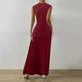 thumbnail image 5 of OSOLU Women Solid Color O-Neck Long Sleeve Patchwork Long Skirt Fashionable Comfortable Lovely Skirts, 5 of 5