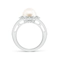 thumbnail image 2 of ANGARA Freshwater Cultured Pearl and Diamond Ring with Floral Halo in 14K White Gold for Women | June Birthstone, Birthday, Anniversary, Jewelry Gift for Women | Pearl Ring, 2 of 10
