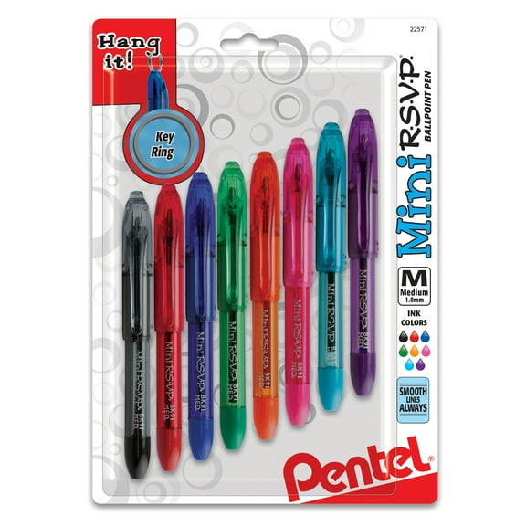 Pentel R.S.V.P. Mini Ballpoint Pens, 8-pack