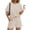 Beige, variant on Two Piece Sets for Women Summer Crew Neck Lounge Short Sets Cap Sleeve Drawstring Sweatsuit with Pocket