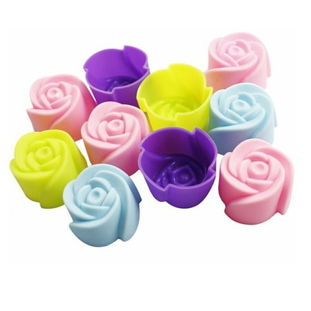 10Pcs Silicone Cake Mold Rose Shaped Chocolate Mold Baking Tool Jelly and Candy Mold Tray Soap Making Mold for