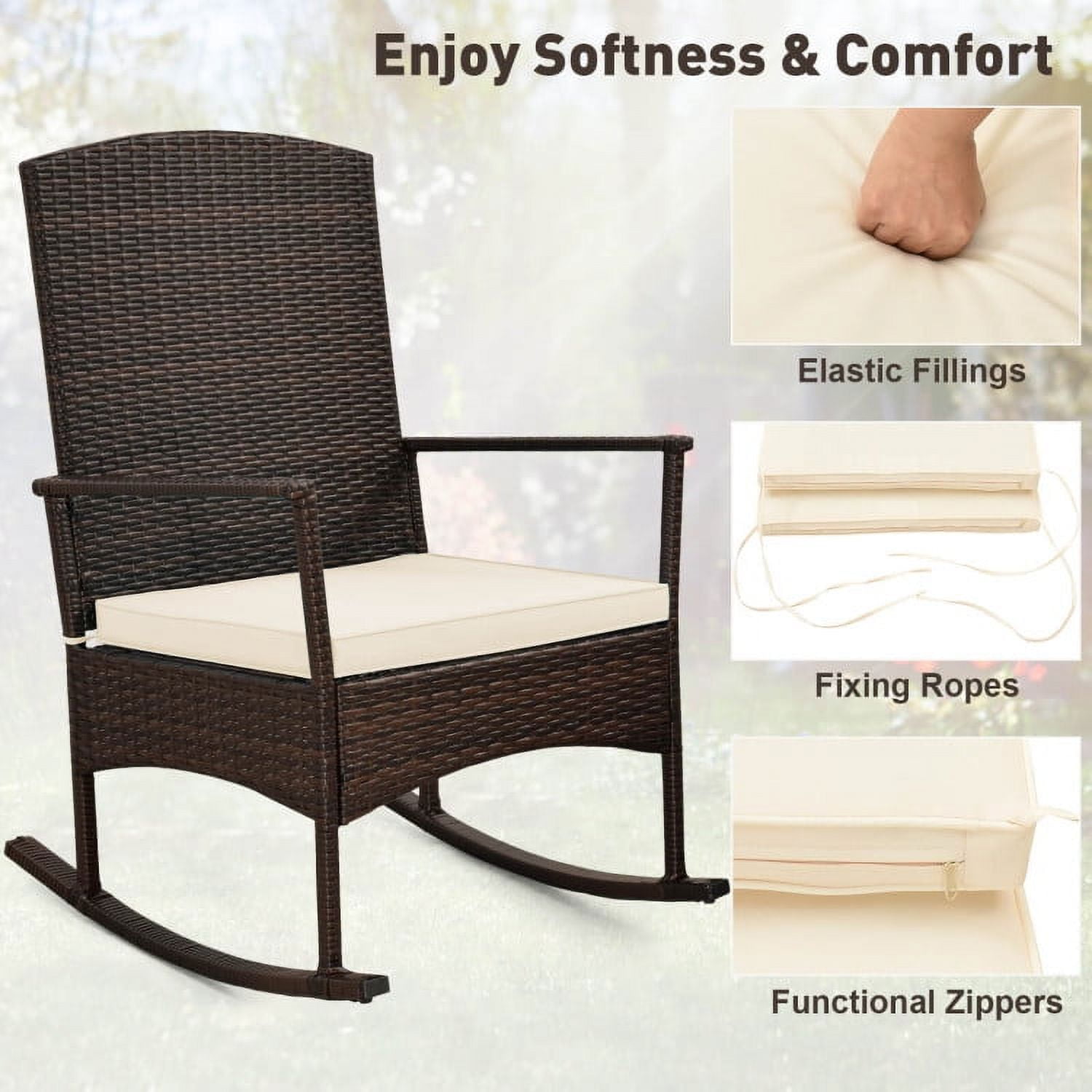 Aimee Lii 3 Piece Patio Rocking Set, Wicker Rocking Chairs with 2-Tier Coffee Table, Outdoor Patio Set, Off White Aimee Lii 3 Piece Patio Rocking Set, Wicker Rocking Chairs with 2-Tier Coffee Table, Outdoor Patio Set, Off White