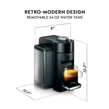 Nespresso - Vertuo Coffee and Espresso Maker by De'Longhi with Aeroccino Milk Frother - Black