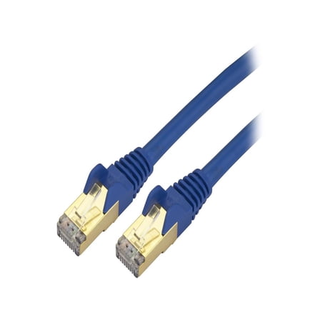 StarTech 15ft CAT6a Ethernet Cable - 10 Gigabit Shielded Snagless RJ45 100W PoE Patch Cord - 10GbE STP Network Cable with Strain Relief - Blue - UL, TIA (C6ASPAT15BL)