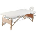 thumbnail image 1 of vidaXL Cream White Foldable Massage Table 2 Zones with Wooden Frame, 1 of 5