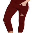thumbnail image 1 of Women Ripped Jeans Skinny Pencil Pants Stretch Trousers, 1 of 6