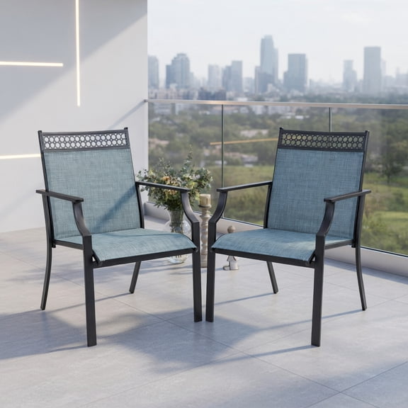 Topcobe Patio Chairs Set of 2 with All Weather Breathable Fabric, Outdoor Patio Furniture, Blue