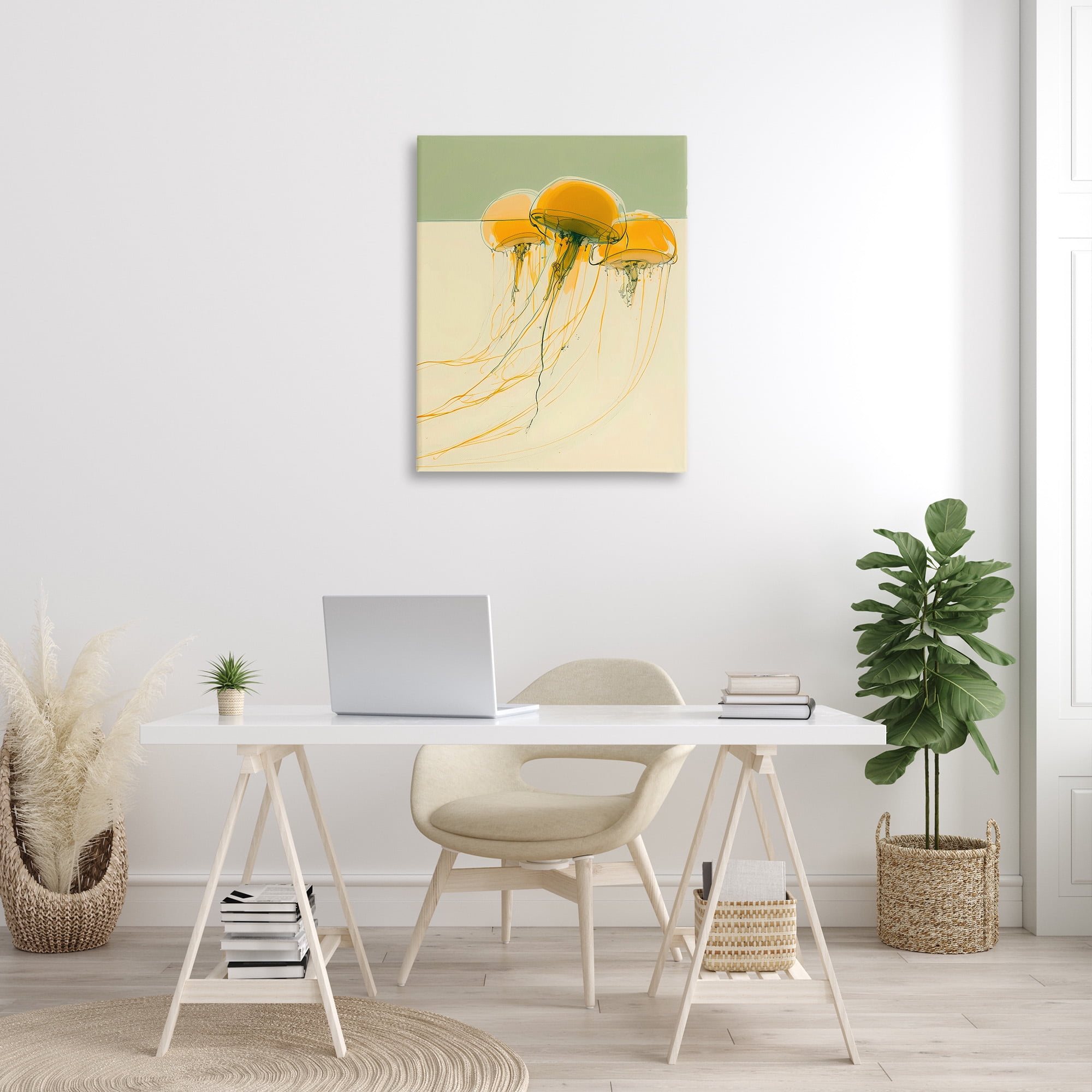 Stupell Industries Abstract Orange Jellyfish Animals & Insects Painting Gallery Wrapped Canvas Art Print Wall Art, 30 x 40