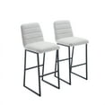 thumbnail image 4 of 2 Pcs/Set High Bar Stool Chairs with Footrest and Backrest, 265Lbs Max Load Wood Line Upholstered Barstools, 4 of 8