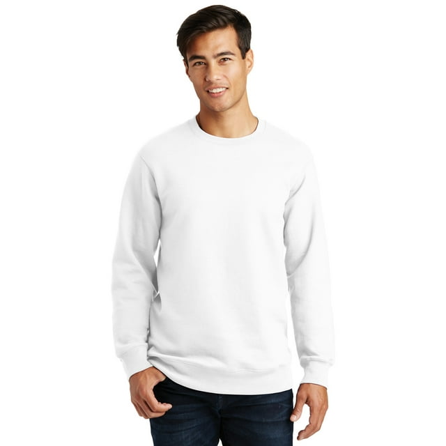 Port & Company &174; Sweat-Shirt en Molleton Col Rond Favori des Fans. Pc850 TP Blanc