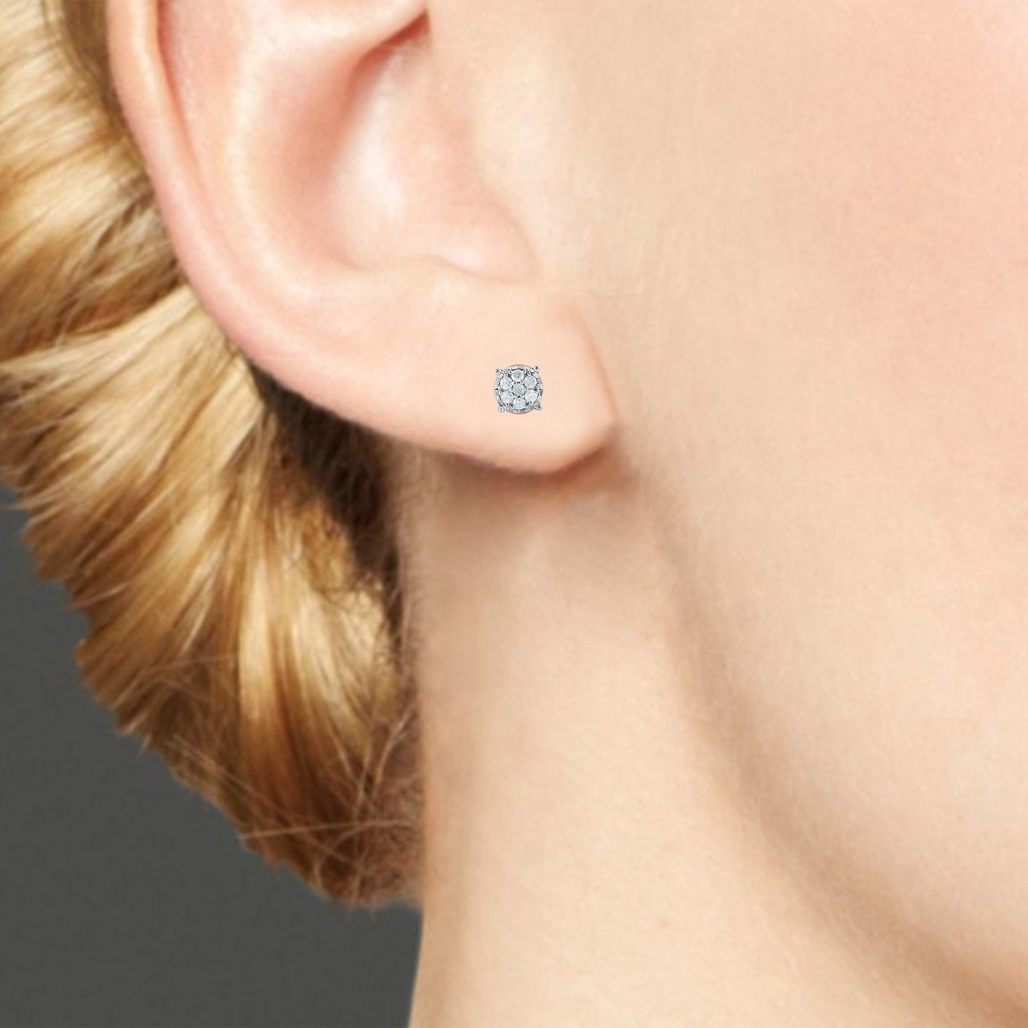1/2 Carat T.W Sterling Silver Pink Stud Earrings and Bolo Bracelet 2 Pcs set.