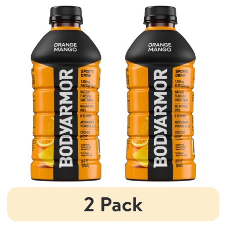 (2 pack) BODYARMOR Orange Mango Electrolyte Sports Drink Bottle, 28 fl oz